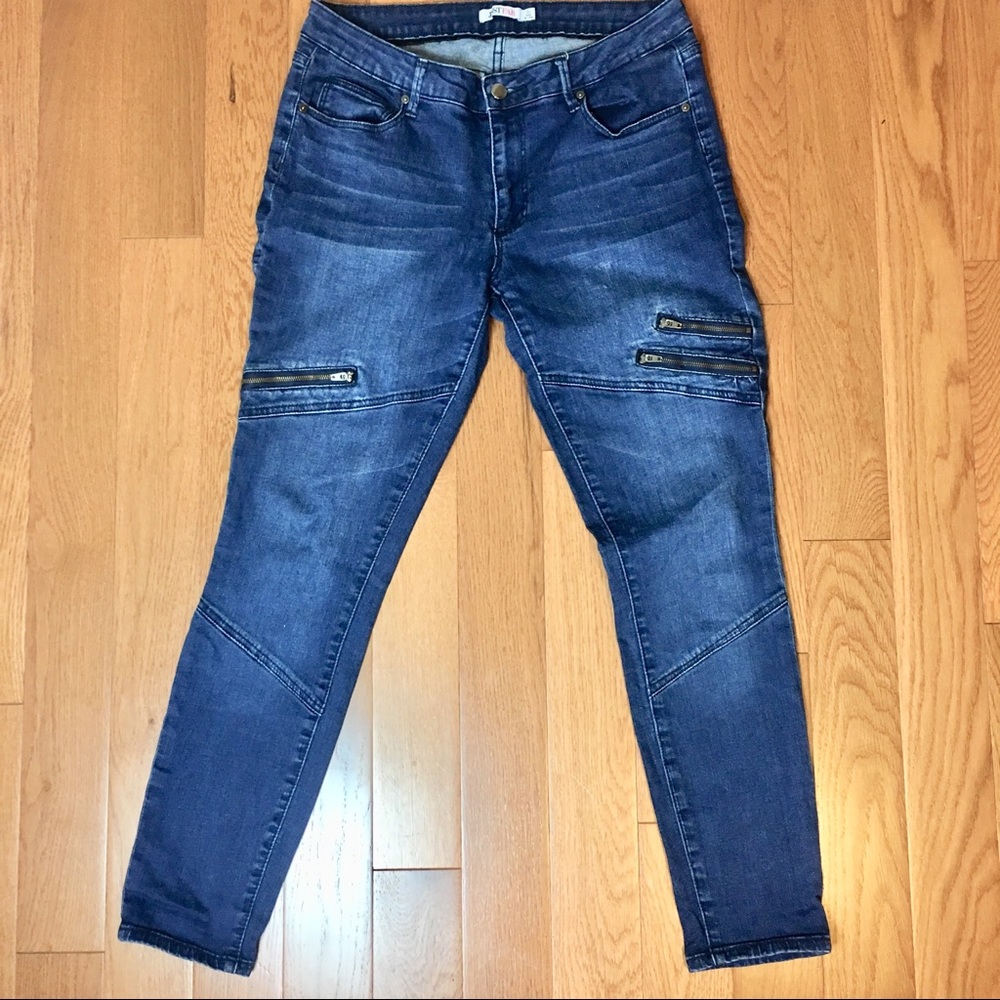 Just Fab Zipper Moto Skinny Jeans
